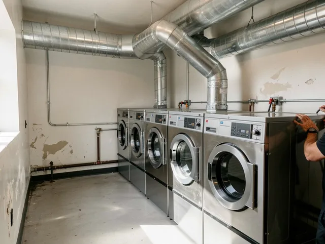 Fort Collins Dryer Vent Cleaning team performing large-scale commercial dryer vent cleaning in Fort Collins