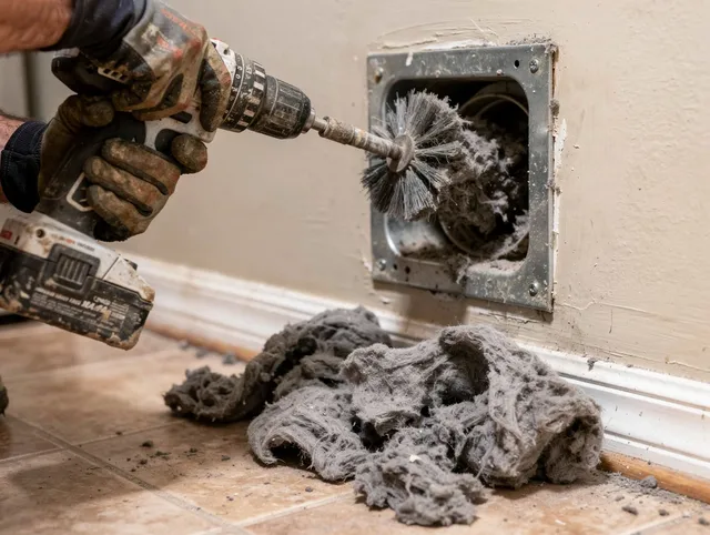 Certified Fort Collins Dryer Vent Cleaning technician performing dryer vent cleaning in Fort Collins